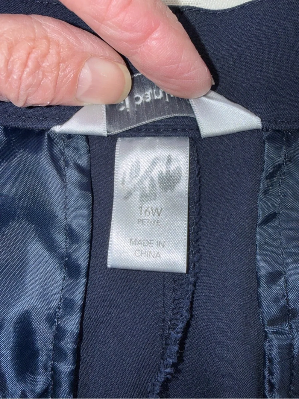 CJ Banks Everyday Trouser Navy Blue 16W Petite Cotton Blend